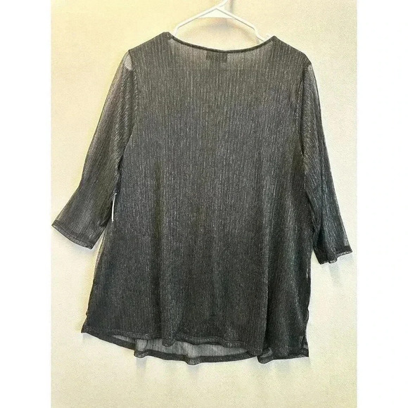 Catherines Plus Size 0X Tops Metallic Sheer Ruffle Dressy Lightweight Blouse - Picture 6 of 7